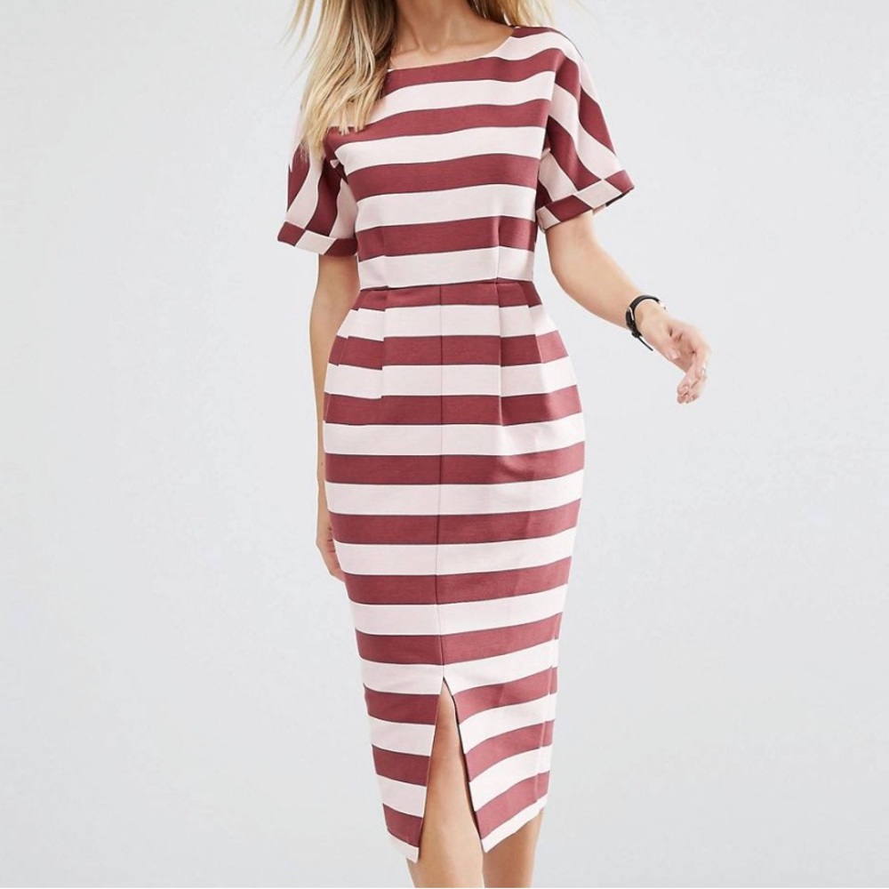 ASOS Woven Stripe Wiggle Pencil Dress